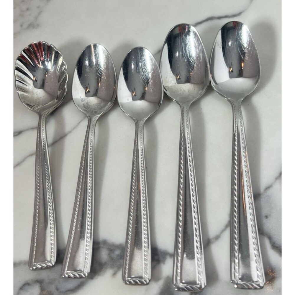 5 Spoons Oneida Stainless Flatware IVY FLOURISH 18/10 Silverware